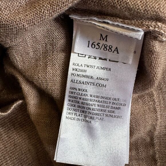 All Saints Wasson Rib Open Front Wool Cardigan Pashmina Pink- Size Medium - Picture 7 of 7